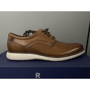 Rockport Garett Plain Toe Shoes Mens Size 7.5 Brown Leather Casual Sneakers